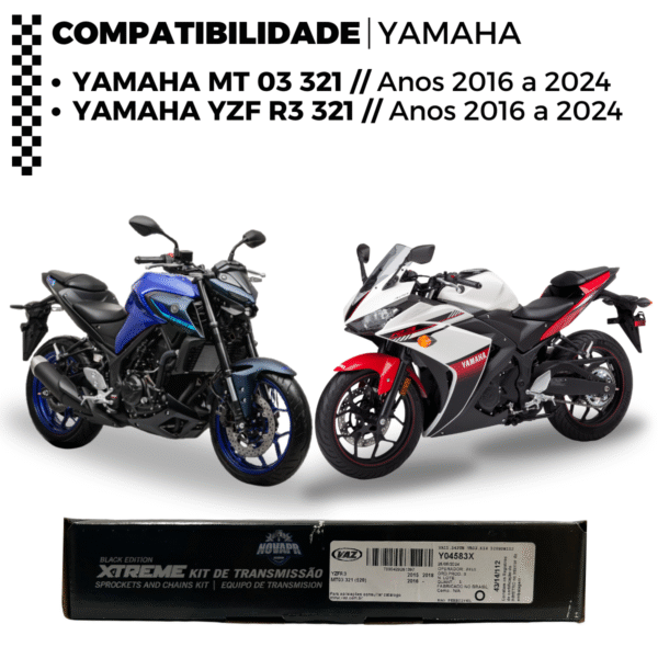 KIT DE RELACAO TRANSMISSAO COMPLETO XTREME Y04583X YZFR3 MT03 - Image 2