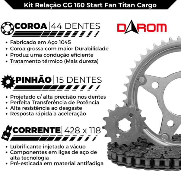 KIT TRANSMISSAO DAROM CG 160 15/ - Image 2