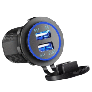 TOMADA VEICULAR 2 USB - AZUL 5V 1A 2.1A