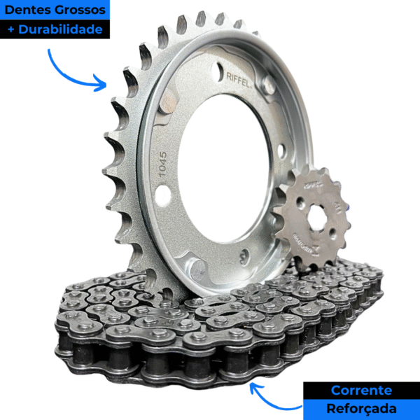 KIT POP 110I (16-24) 34Z (C/ ANEL) X 14Z C/ CORRENTE 428H X 104L - TITANIUM (1045) - Image 6
