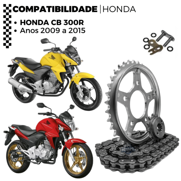 KIT CB 300R (09-15) 37Z X 13Z C/ CORRENTE REMANCHADA O'RING 520HO X 110L C/ ANEL - TOP (1045) - Image 3