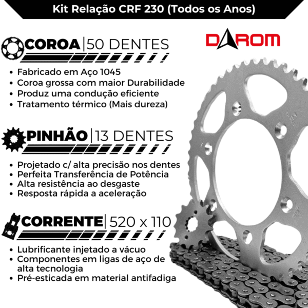 KIT TRANSMISSAO DAROM CRF 230 2003 a 2024 - Image 3