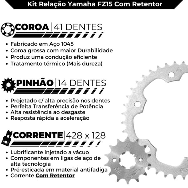 KIT TRANSMISSAO DAROM  COM RETENTOR FZ15 2023/ - Image 4