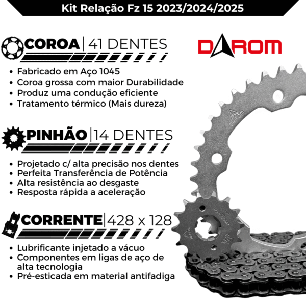KIT TRANSMISSAO DAROM FZ15 23/ - Image 3