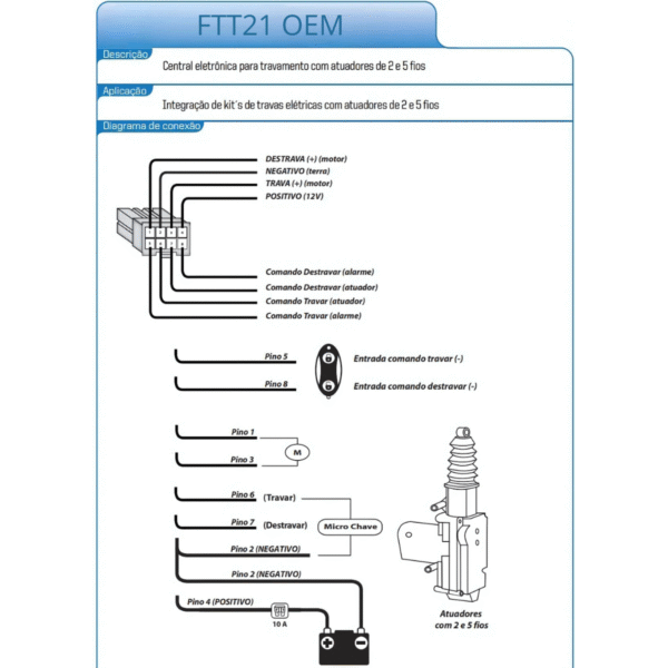 FTT 21 - CENTRAL DE TRAVA PARA MOTORES DE 2 OU 5 FIOS - FLEXITRON - Imagem 2