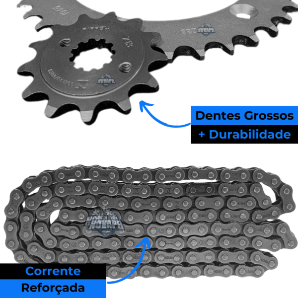 KIT XR 250 TORNADO (01-08) 38Z X 13Z C/ CORRENTE REMANCHADA O'RING 520HO X 104L - TOP (1045) - Image 4