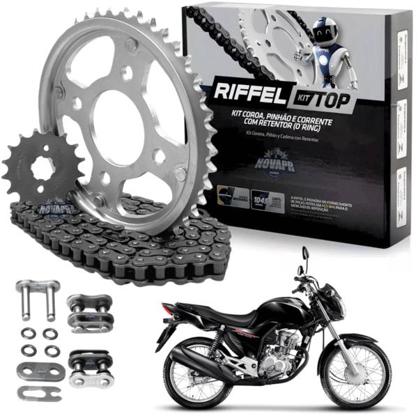 KIT CG 150 [START/CARGO/FAN/TITAN] (04-16) 43Z X 16Z C/ CORRENTE 428HO X 118L C/ANEL - TOP (1045)
