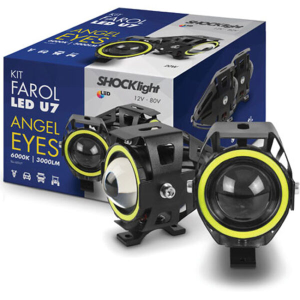 Kir Farol Auxiliar Led U7 Angel Eyes 12~80V 6000K 3000 Lumens
