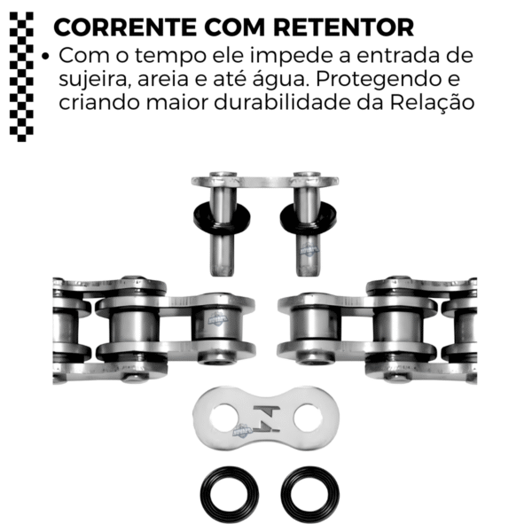 KIT XR 250 TORNADO (01-08) 38Z X 13Z C/ CORRENTE REMANCHADA O'RING 520HO X 104L - TOP (1045) - Image 8