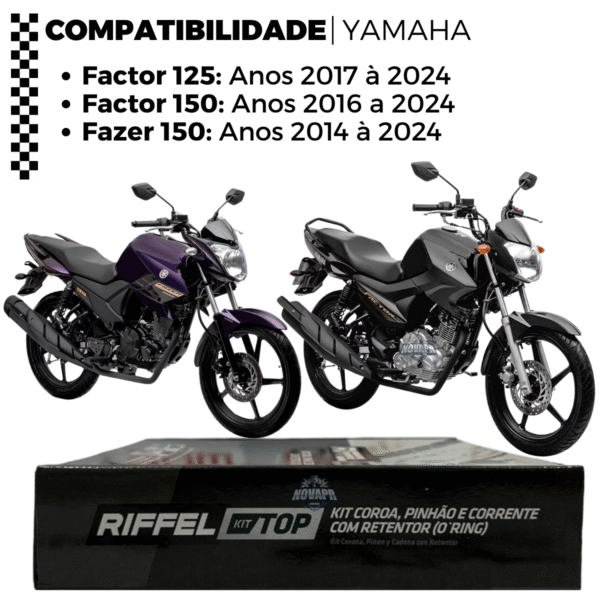KIT FACTOR 150 (16-24)  / YBR 125I FACTOR (17-24) / FAZER 150 (14-24) 39Z X 14Z C/ CORRENTE O'RING 428HO X 124L - TO - Imagem 2
