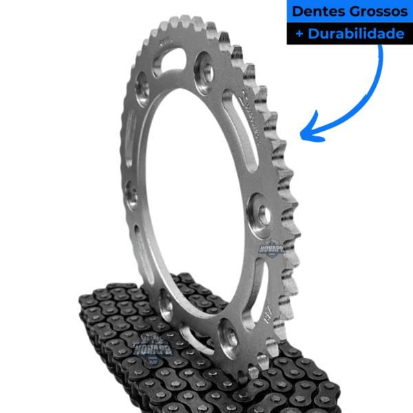 KIT NXR 160 BROS (15-24) / XRE 190 (16-24) 48Z X 16Z C/ CORRENTE 428H X 128L - TITANIUM (1045) - Image 5