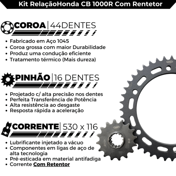 KIT DE RELACAO TRANSMISSAO COMPLETO XTREME H04014X CB 1000R - Image 3