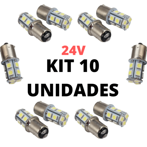 Lâmpada LED 2 polos 13 smd 5050 branco 24V (10 Unidades)