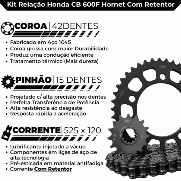 KIT DE RELACAO TRANSMISSAO COMPLETO XTREME H00079X CB 600F HORNET - Image 3