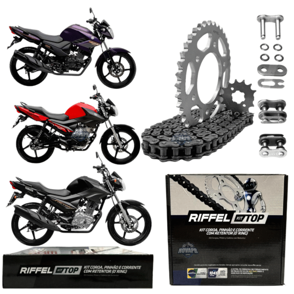 KIT FACTOR 150 (16-24)  / YBR 125I FACTOR (17-24) / FAZER 150 (14-24) 39Z X 14Z C/ CORRENTE O'RING 428HO X 124L - TO