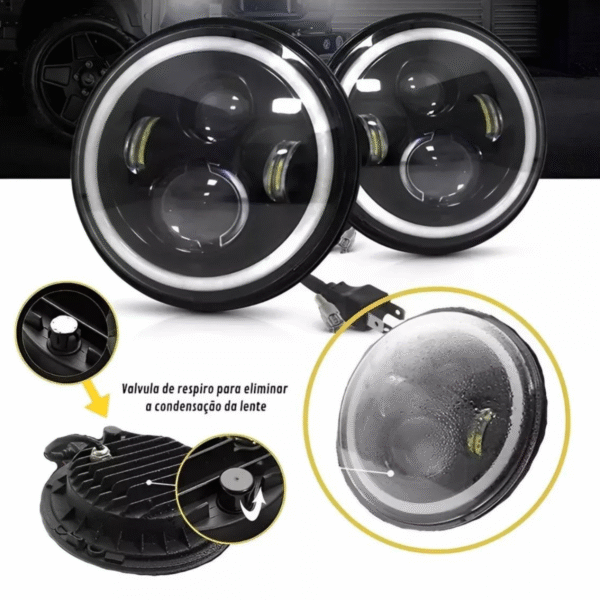 FAROL LED REDONDO 7 - H4 ANGEL EYE - BIVOLT - ASX - Imagem 3