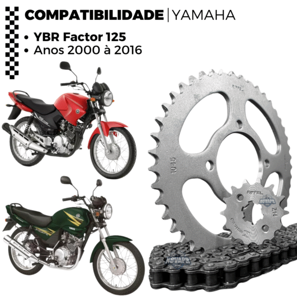 KIT YBR 125 [FACTOR] (00-16) 45Z X 14Z C/CORRENTE 428H X 118L - TITANIUM - 1045 - Image 2