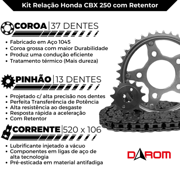 KIT TRANSMISSAO DAROM  COM RETENTOR CBX 250 TWISTER 01/08 - Image 3