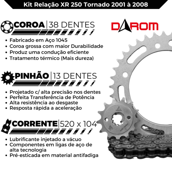 KIT TRANSMISSAO DAROM XR 250 TORNADO 01/08 - Image 3