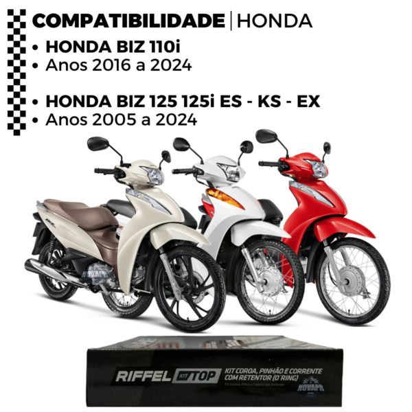 KIT BIZ 125 (05-24) / BIZ 110I (16-24) 34Z X 14Z C/ CORRENTE O-RING 428HO X 106L - TOP (1045) - Imagem 2