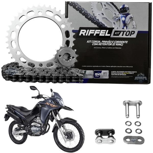 KIT XRE 300 (10-23) 39Z X 13Z C/ CORRENTE REMANCHADA O'RING 520HO X 104L - TOP (1045)
