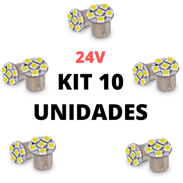Lampada led 1 polo 6 smd 5050 branco 24V (10 Unidades)