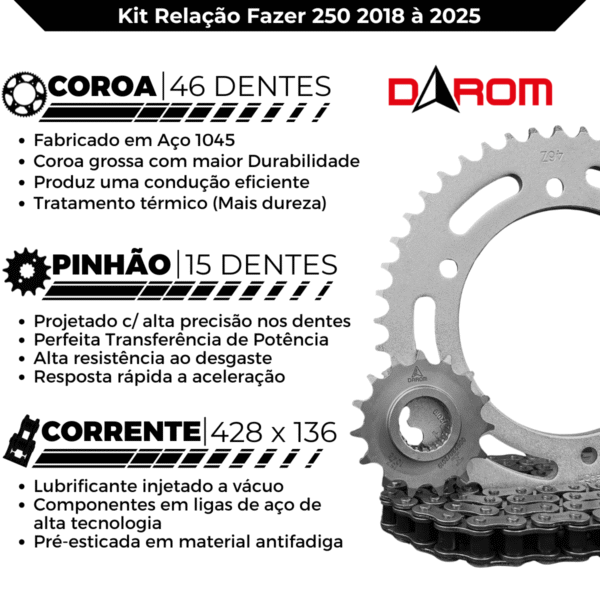KIT TRANSMISSAO DAROM FAZER 250 18/ - FZ25 18/ - Image 3