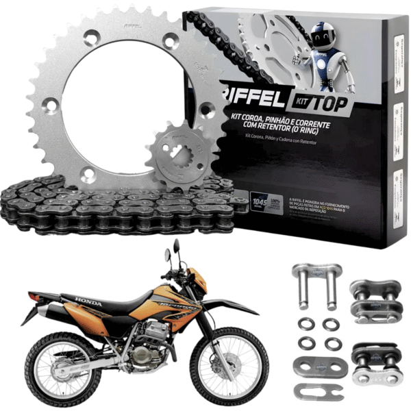 KIT XR 250 TORNADO (01-08) 38Z X 13Z C/ CORRENTE REMANCHADA O'RING 520HO X 104L - TOP (1045) - Image 2