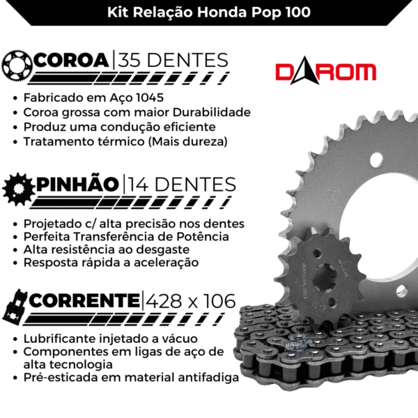KIT TRANSMISSAO DAROM POP 100 07/15 - Image 2