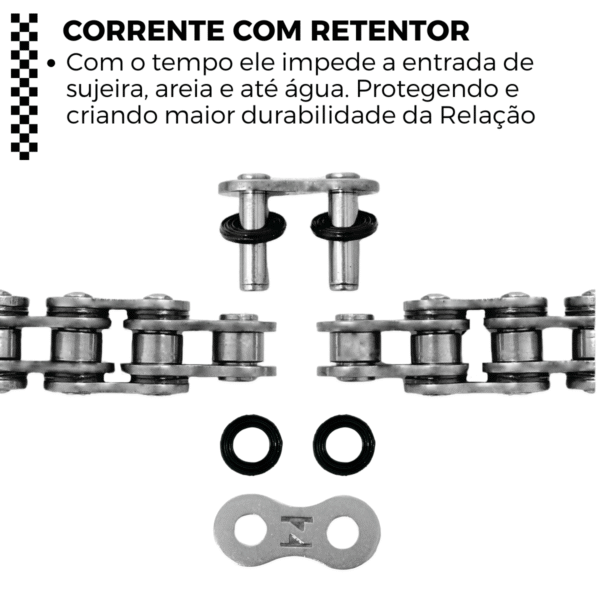 KIT DE RELACAO TRANSMISSAO COMPLETO XTREME H03977X NXR BROS 150 - Imagem 6
