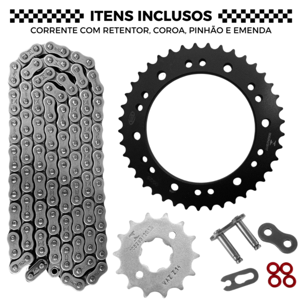 KIT DE RELACAO TRANSMISSAO COMPLETO XTREME Y04611X FZ15 ABS 2023 Em Diante - Image 6