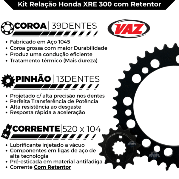 KIT DE RELACAO TRANSMISSAO COMPLETO XTREME H03974X XRE 300 - Image 3