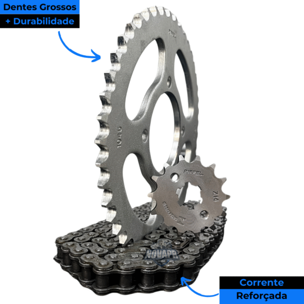 KIT YBR 125 [FACTOR] (00-16) 45Z X 14Z C/CORRENTE 428H X 118L - TITANIUM - 1045 - Image 5