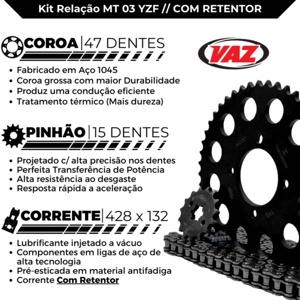 KIT DE RELACAO TRANSMISSAO COMPLETO XTREME D00370X DR 160 FI - Image 3