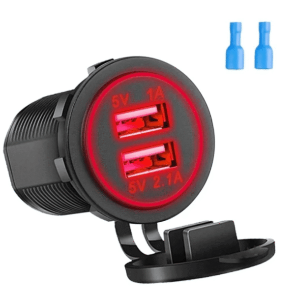 TOMADA VEICULAR 2 USB - VERMELHO 5V 1A-2.1A - Image 2
