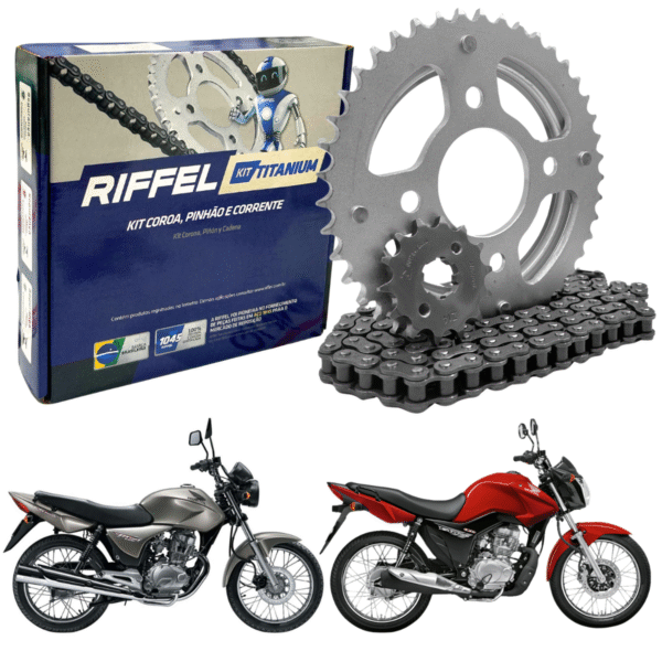 KIT CG 125 [CARGO/FAN] (09-13) 43Z X 14Z C/CORRENTE 428H X 116L C/ANEL - TITANIUM - 1045