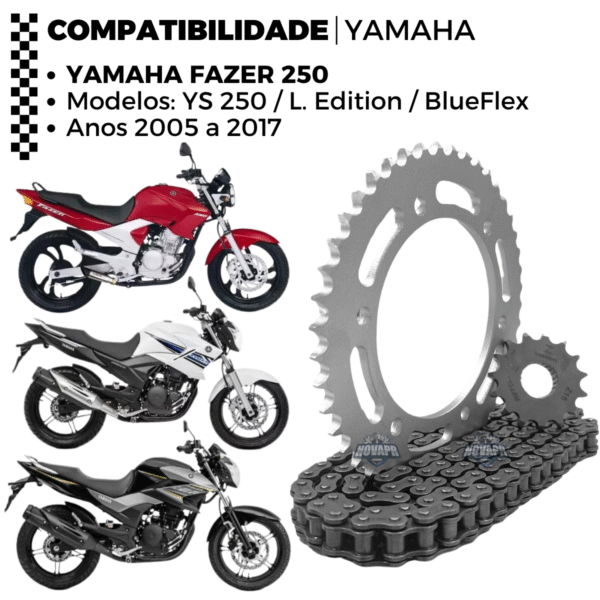 KIT YS 250 FAZER (05-17) 45Z X 15Z C/ CORRENTE O'RING 428HO X 132L - TOP (1045) - Image 3