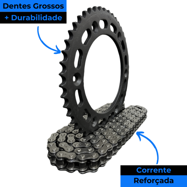KIT DE RELACAO TRANSMISSAO COMPLETO XTREME H03977X NXR BROS 150 - Imagem 4