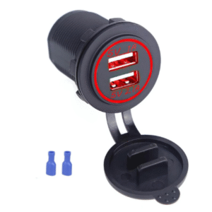 TOMADA VEICULAR 2 USB - VERMELHO 5V 1A-2.1A
