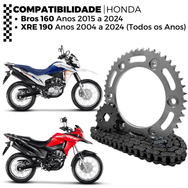 KIT TRANSMISSAO DAROM  COM RETENTOR BROS 160 - XRE 190 - Image 3