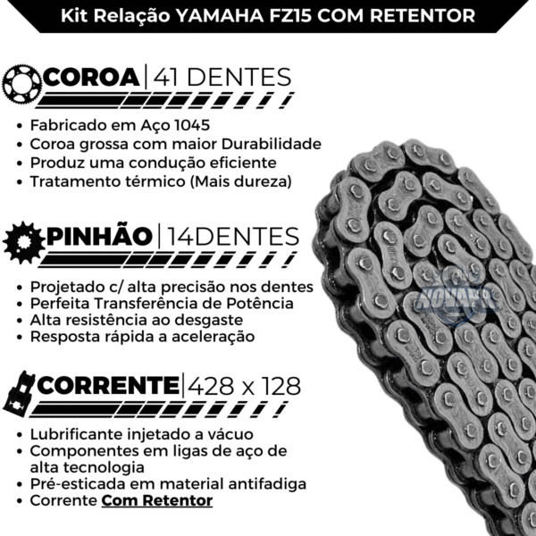 GSW077R KIT COROA/PINHAO/CORR. FZ15 2023 COM RETENTOR - Image 3