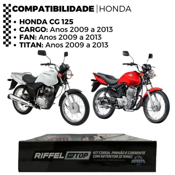 KIT CG 125 [CARGO/FAN] (09-13) 43Z X 14Z C/ CORRENTE O-RING 428HO X 116L C/ANEL - TOP (1045) - Image 2