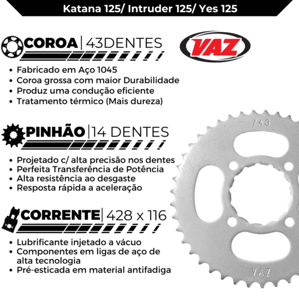 KIT DE RELACAO TRANSMISSAO COMPLETO XTREME STANDARD YES 125 INTRUDER/KATANA S00182XS - Image 3