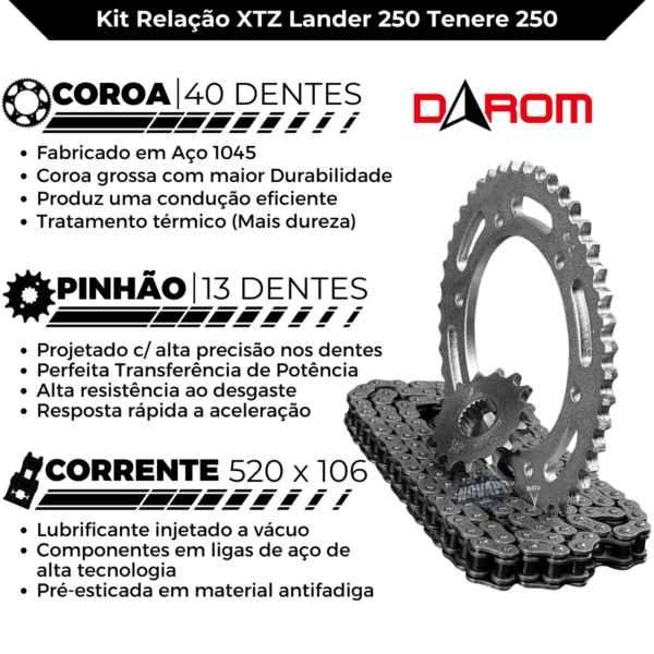 KIT TRANSMISSAO DAROM LANDER 250 09/ - XTZ 250 TENERE 11/ - Image 2