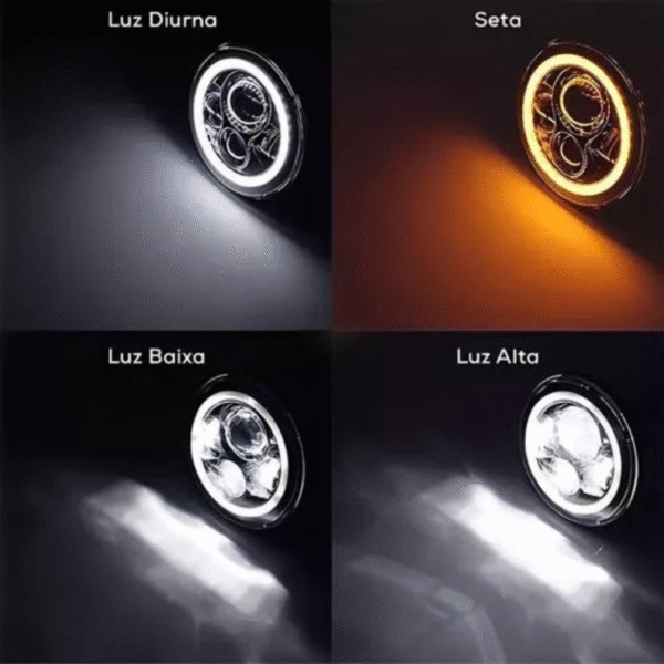 FAROL LED REDONDO 7 - H4 ANGEL EYE - BIVOLT - ASX - Imagem 4