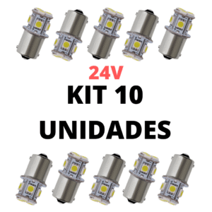 Lampada led 1 polo 8 smd 5050 branco 24V (10 Unidades)