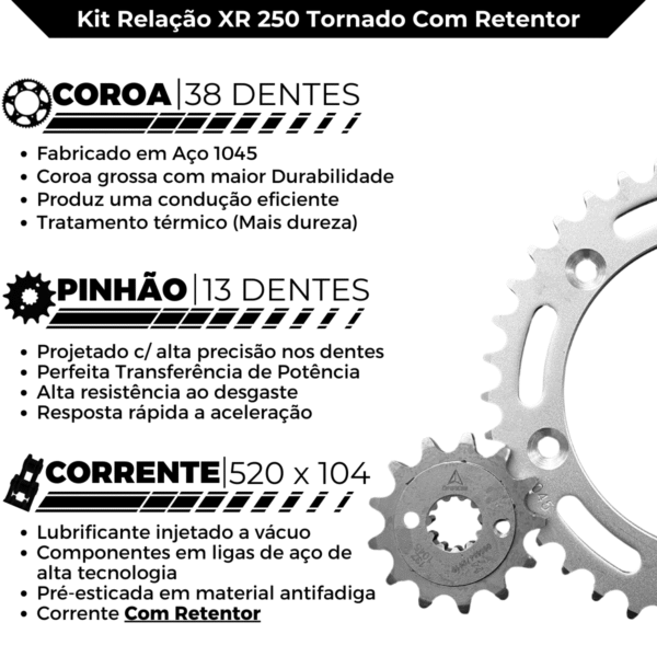 KIT TRANSMISSAO DAROM  COM RETENTOR XR 250 TORNADO - Image 4