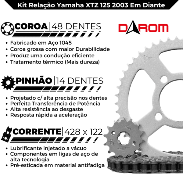 KIT TRANSMISSAO DAROM XTZ 125 03/ - Image 3