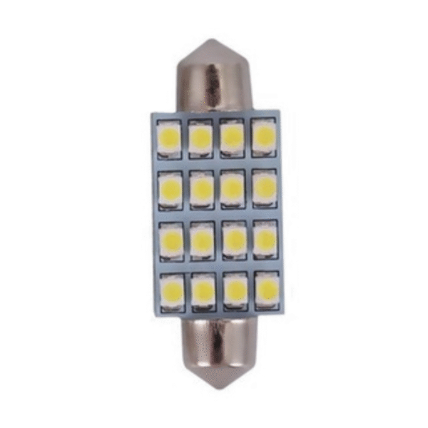 Torpedo led 39mm 16 smd 3528 branco 12V (2 Unidades)
