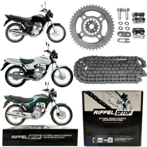 KIT CG 125 [CARGO/TITAN/FAN/TODAY] (00-08) 44Z X 14Z  C/ CORRENTE O-RING 428HO X 116L C/ ANEL - TOP (1045)